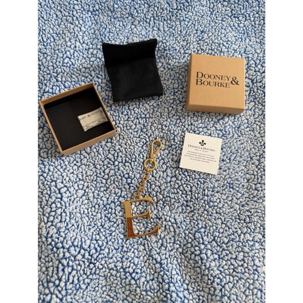 Dooney & Bourke Gold Letter E Key Fob Keychain NWT
